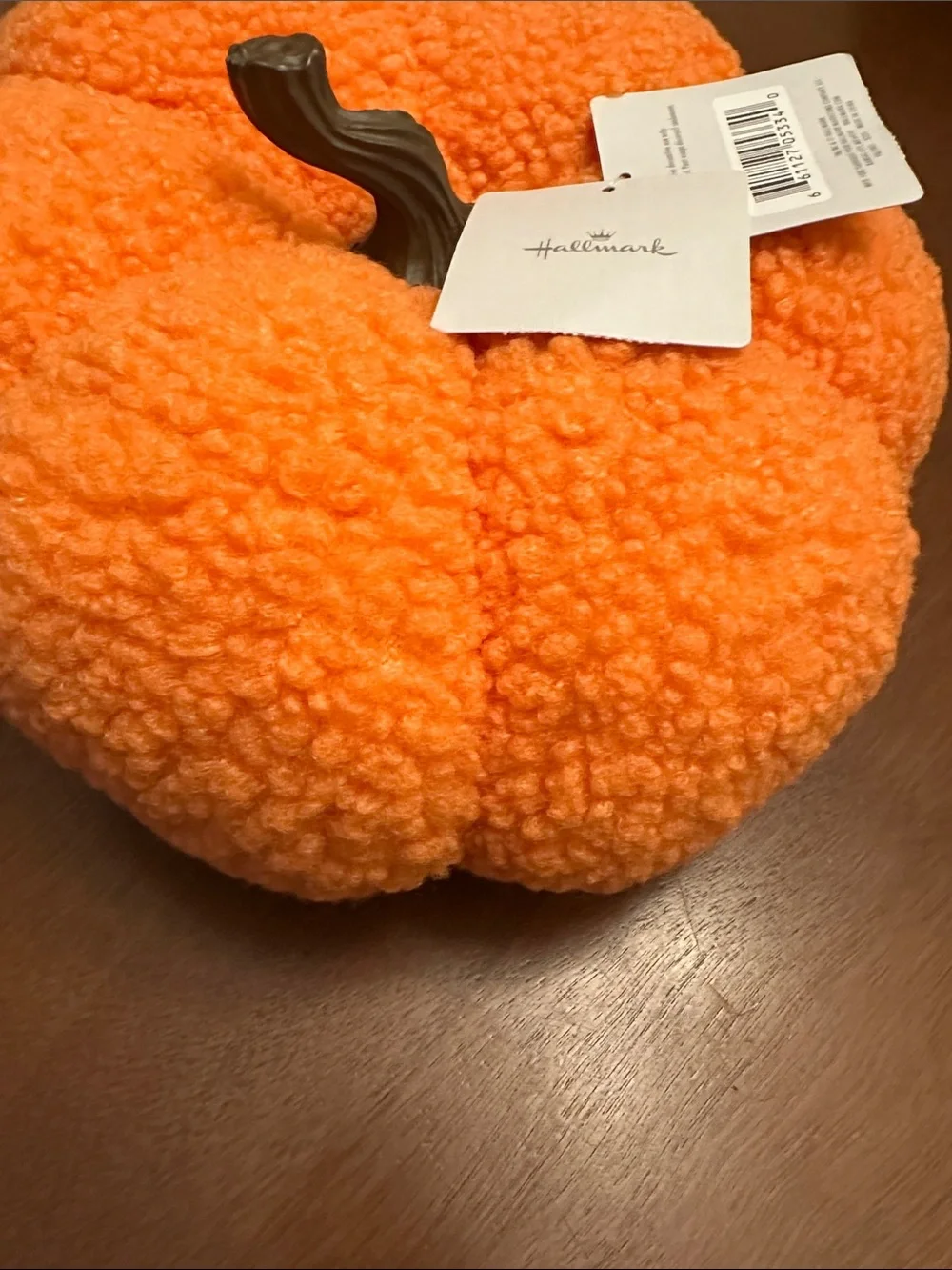 Hallmark Orange Sherpa Plush Pumpkin with Resin Stem